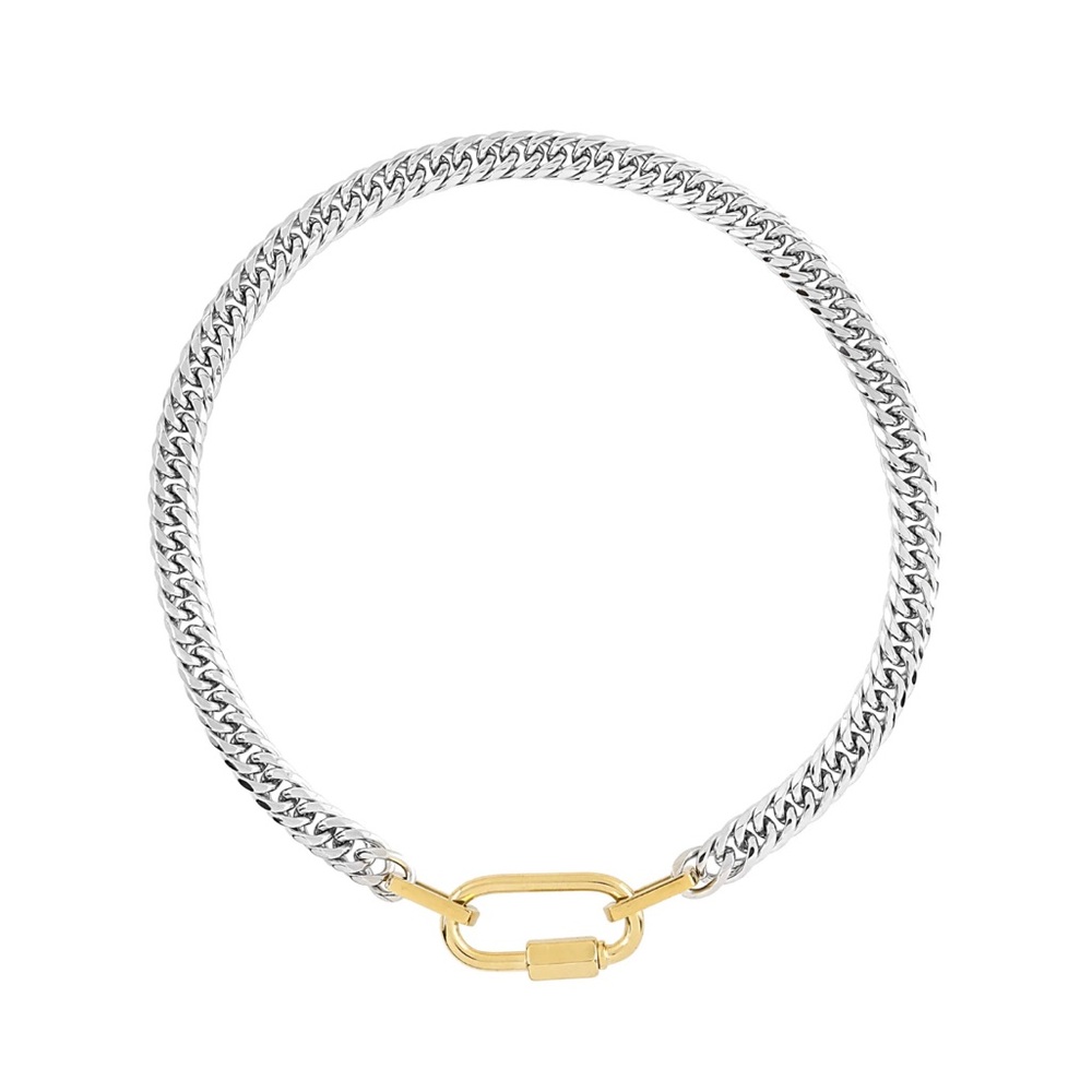 Chic Two-Tone Necklace with Gold Accent